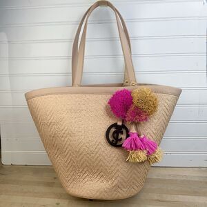 Womens JUICY COUTURE Beige Straw LYNN TOTE Summer Handbag NWT *See Note
